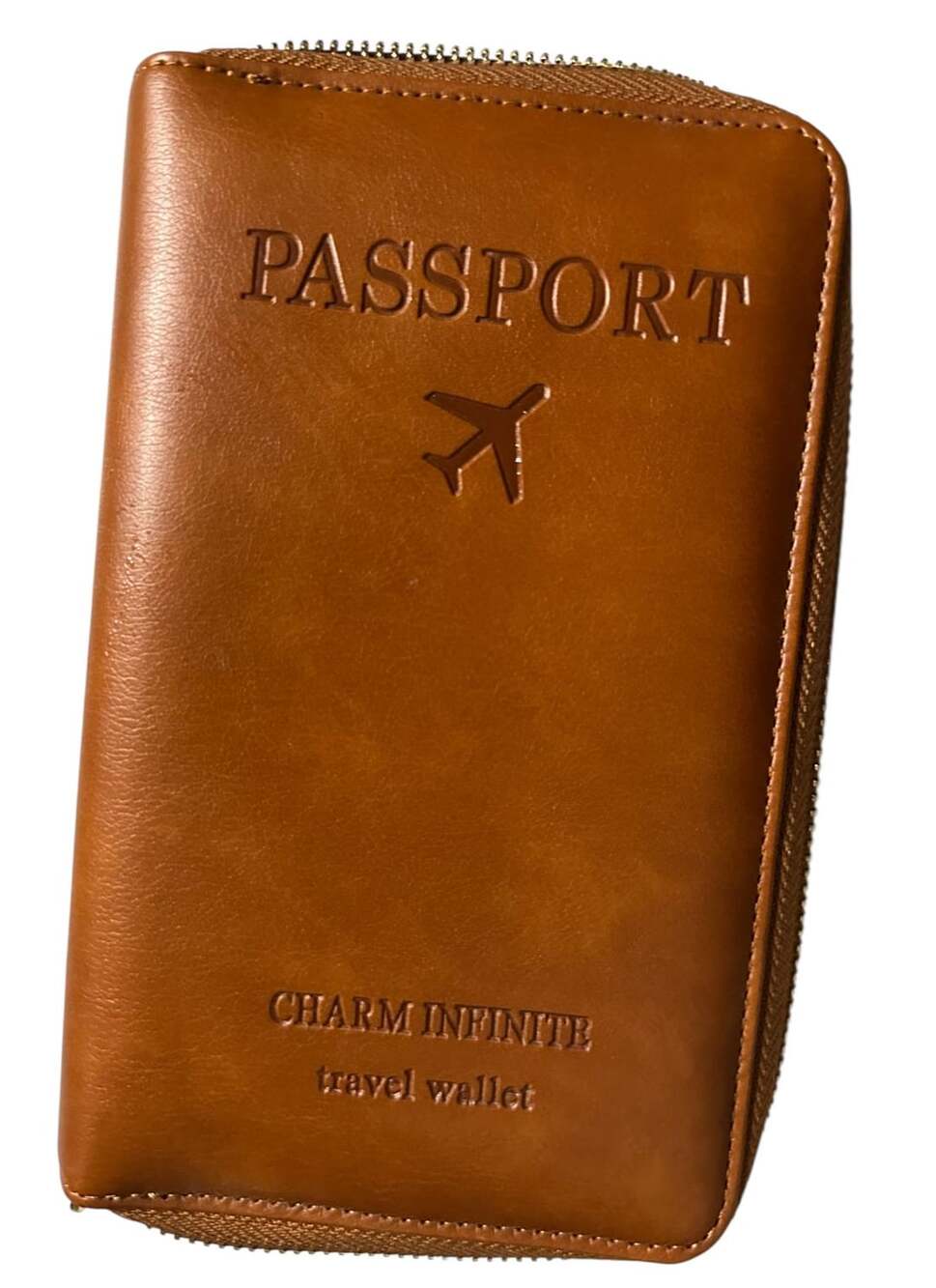 Charm Infinite Passport Travel Wallet Brown PU Leather